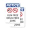 Signmission Gun Free Drug Free Zone OSHA Notice Sign, Plastic, 7in W x 10in L, 2PK OS-2PACK-NS-P-710-V-13177 - alternate 1